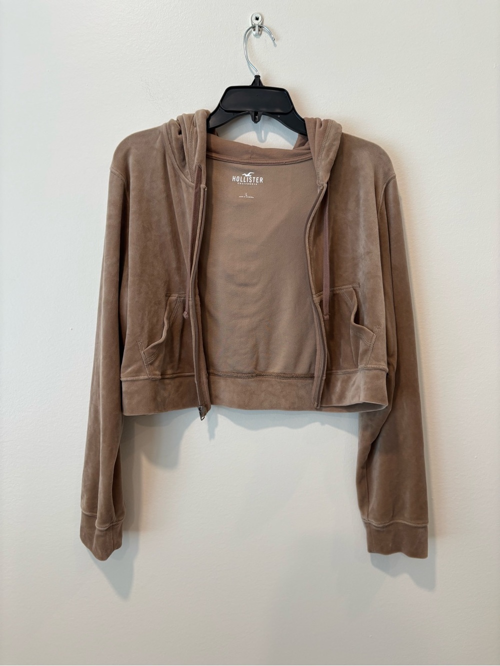 Hollister Women's Cropped Hooded Jacket - Taupe